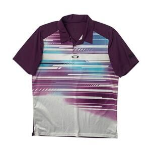 Oakley Polo Shirt Mens Medium Hibiscus Hydrolix Stripe We Ko Pa Golf Club Logo